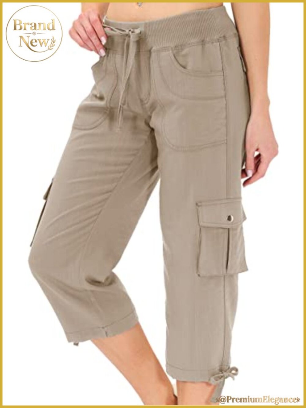 Womens Capri Pants with Pockets Loose Fit Casual Baggy Cargo Pants for Hiking
